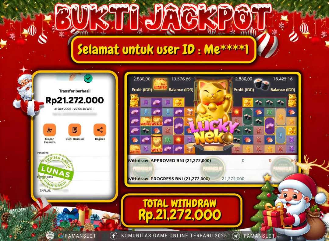 PAMANSLOT JACKPOT Game PG - Lucky Neko Rp.21,272,000- LUNAS