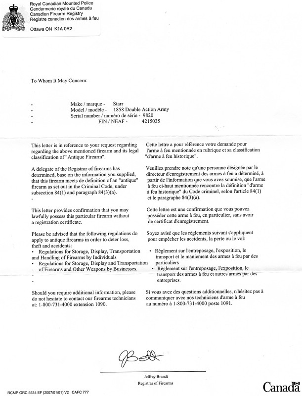 Deregistration of Starr Revolver
