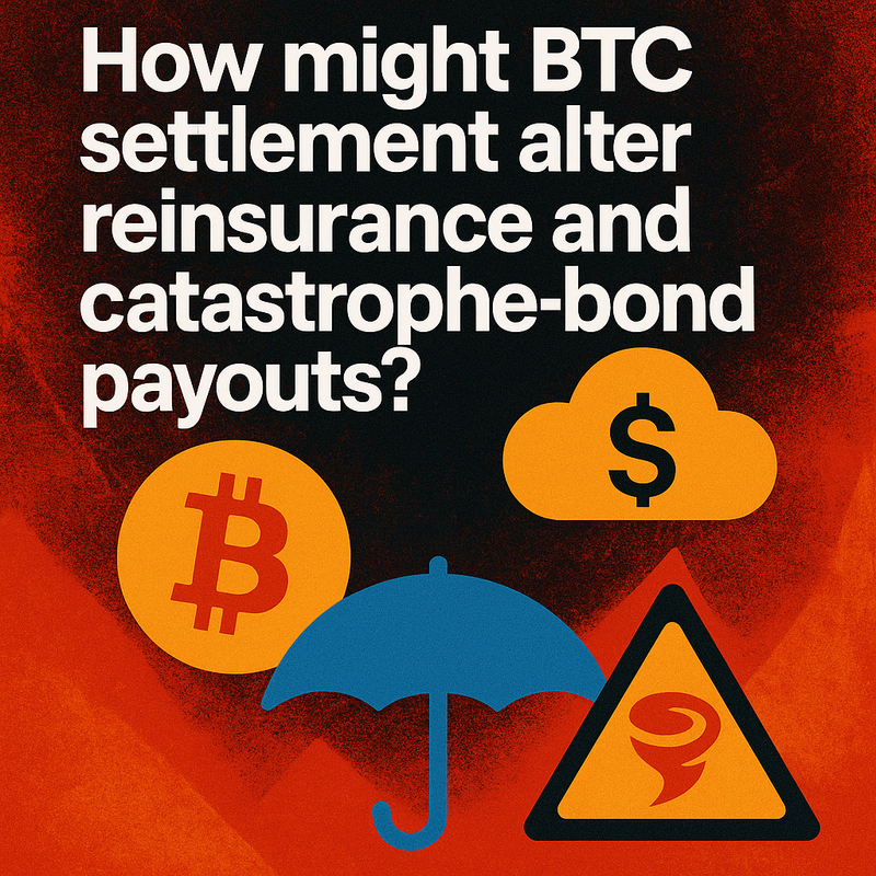 How might BTC settlement alter reinsurance and catastrophe-bond payouts?