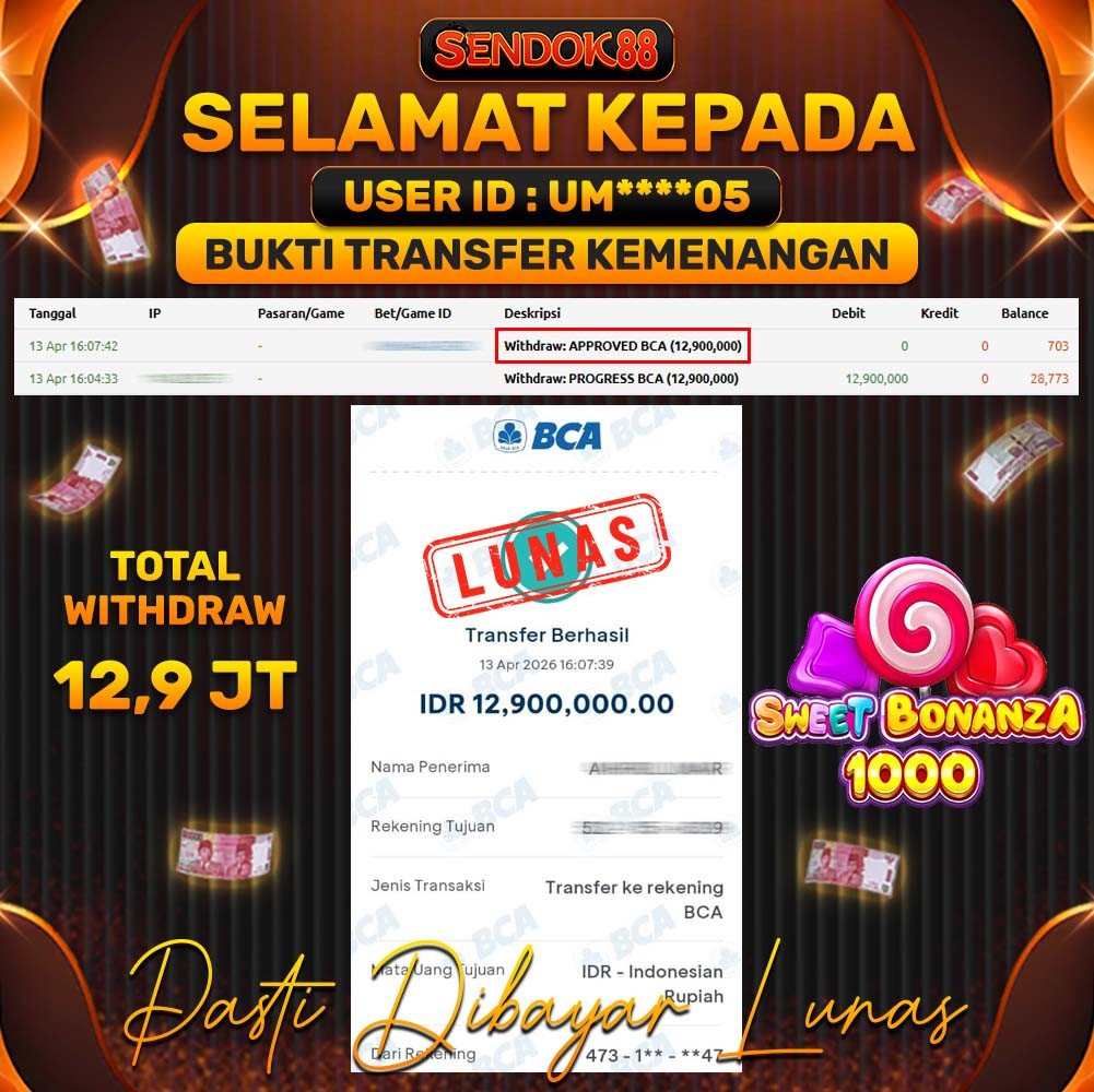 SENDOK88 JEPE! SWEET BONANZA 1000 Rp 12.900.000,- LUNAS!