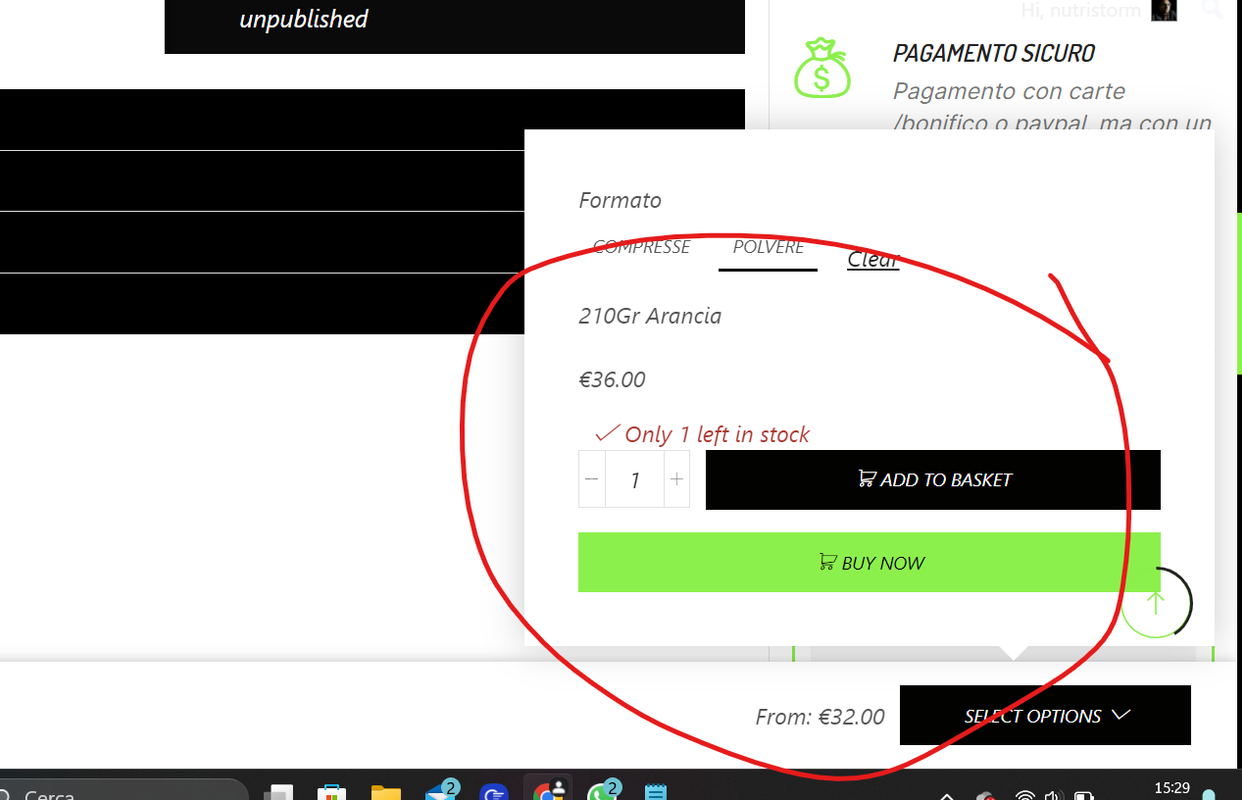 in stock with quantity