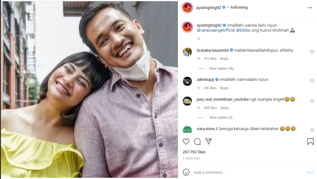 Ayu Ting Ting ikut berbelasungkawa Vanessa Angel dan Bibi meninggal dunia