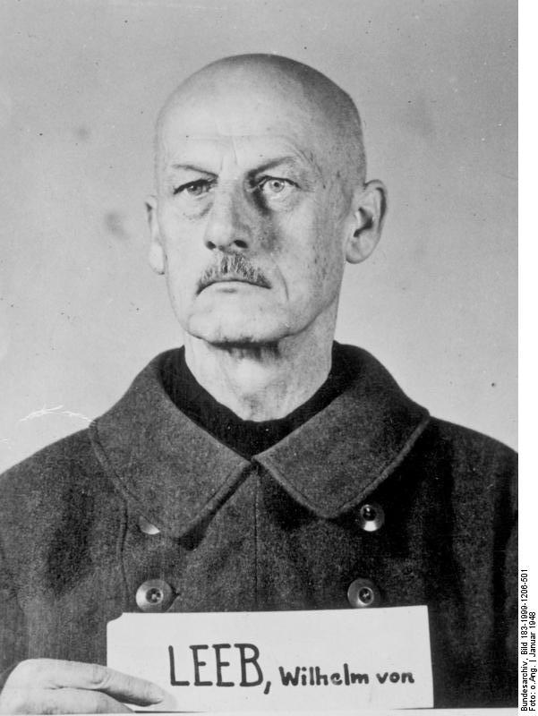 Wilhelm von Ritter Leeb prisionero en Nuremberg, enero de 1948 Wilhelm von Ritter Leeb prisionero en Nuremberg, enero de 1948