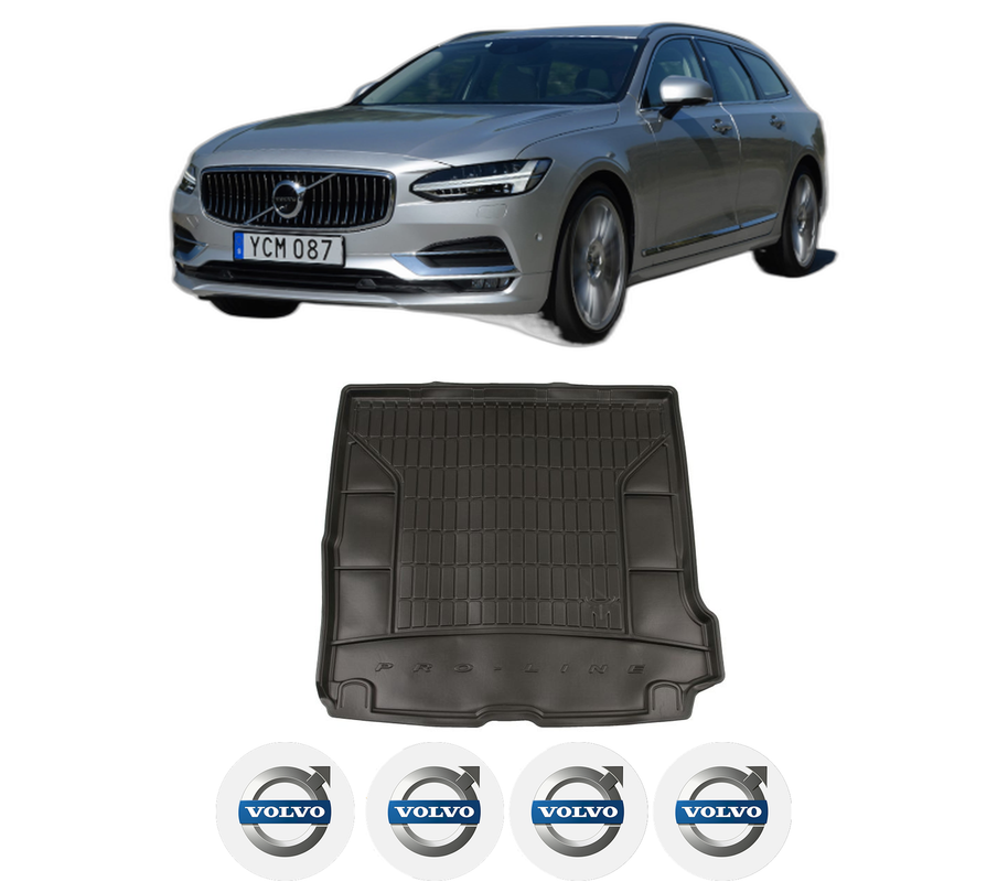 Tavita Portbagaj VOLVO V90 II Estate (235) din 2016-2023, Protectie Portbagaj Auto, 4x Stickere auto cu VOLVO