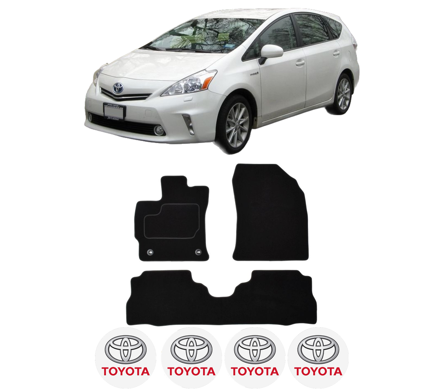 Set Covorase Presuri TOYOTA PRIUS PLUS (_W4_) din 2011, Auto, Material Textil Mocheta, 4 Stickere auto cu TOYOTA