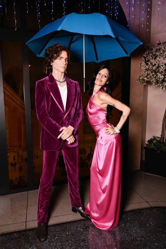 Gabbriette poses with a Timothée Chalamet wax figure at Vogue s Met Gala pre party
