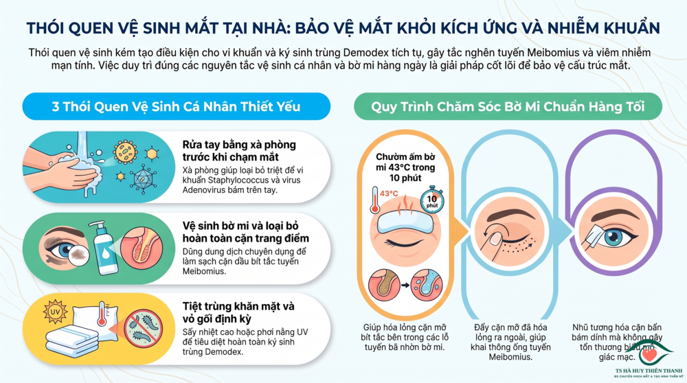 [1.1] Những th&oacute;i quen vệ sinh c&aacute; nh&acirc;n v&agrave; vệ sinh v&ugrave;ng quanh mắt n&agrave;o n&ecirc;n được &aacute;p dụng trong chăm s&oacute;c mắt tại nh&agrave; để hạn chế&nbsp;k&iacute;ch ứng v&agrave; nhiễm khuẩn?
