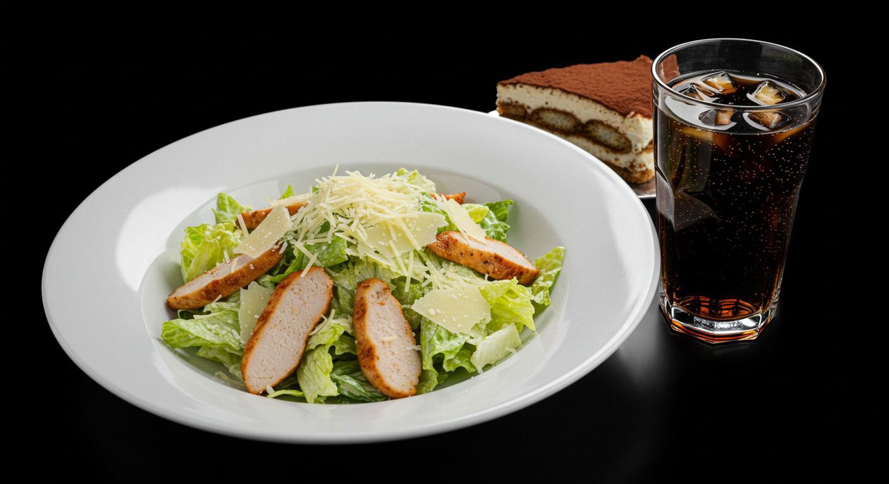 Ensalada César + Refresco + Tiramisú