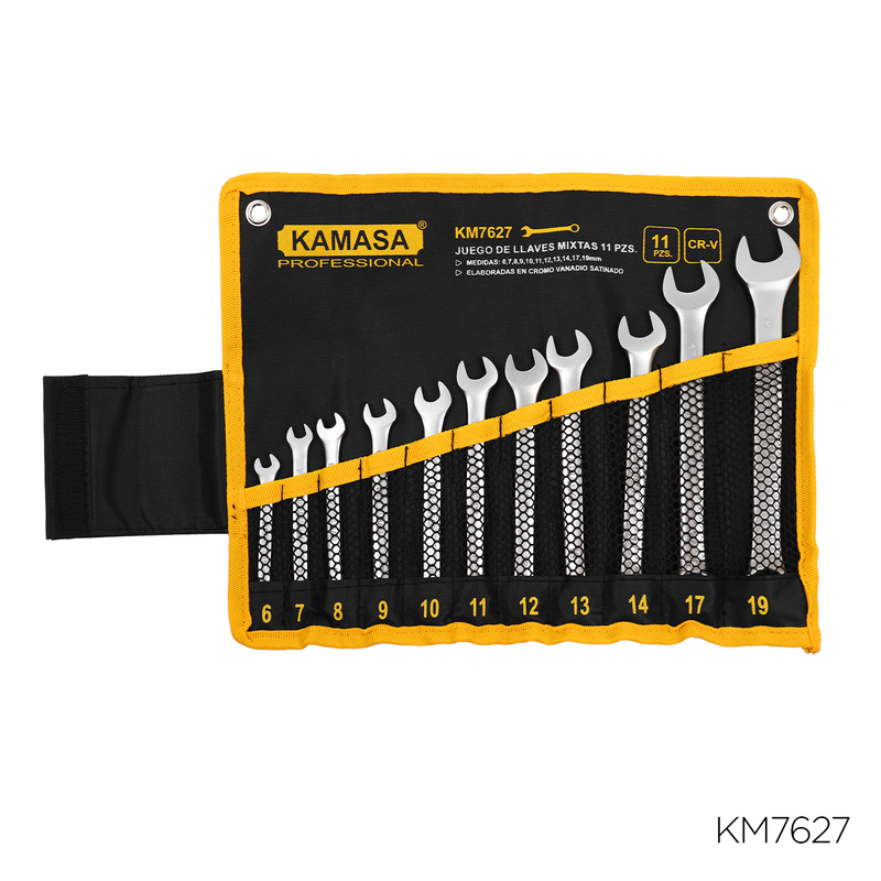 JUEGO LLAVE MIXTA 11PCS  6-19MM CR-V KAMASA