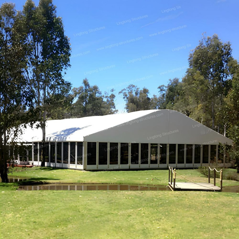 Outdoor tennis tent with aluminum frame and PVC cover for all-weather tennis court protection