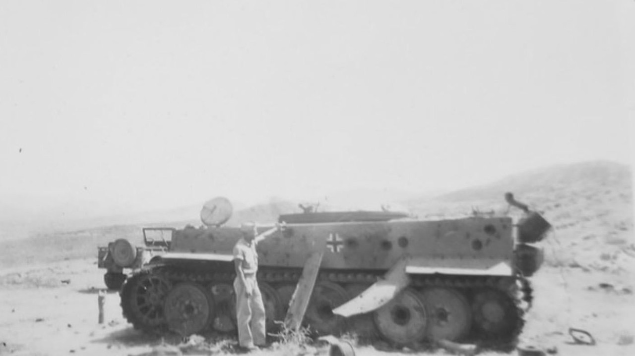 Destroyed Tiger I in Tunisia, North Africa. The vehicle has 14 kill rings on its barrel (1)