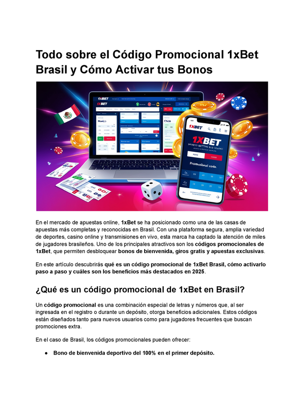 Todo sobre el Código Promocional 1xBet Brasil y Cómo Activar tus Bonos