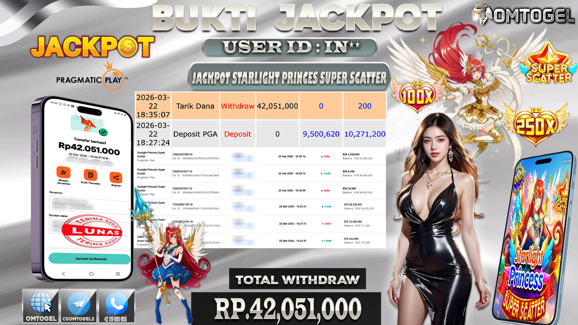 OMTOGEL JACKPOT PRAGMATIC PLAY STARLIGHT PRINCES SUPER SCATTER , 42 JUTA DI BAYAR LUNAS ,-