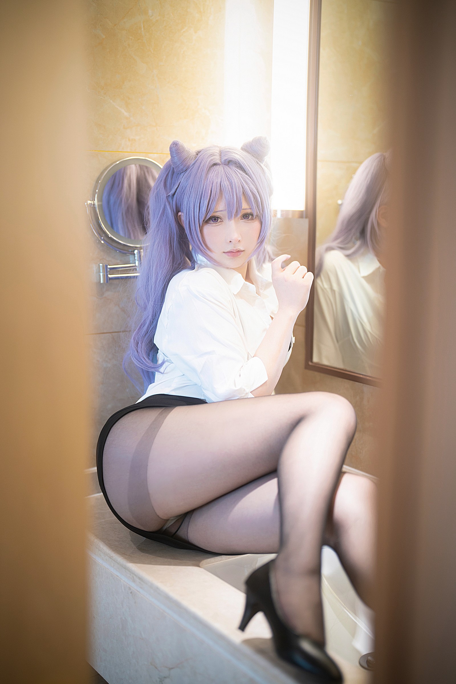 樱梨梨 刻晴 秘书 Cosplay 写真集｜原神角色高清摄影（23P｜75MB）插图4