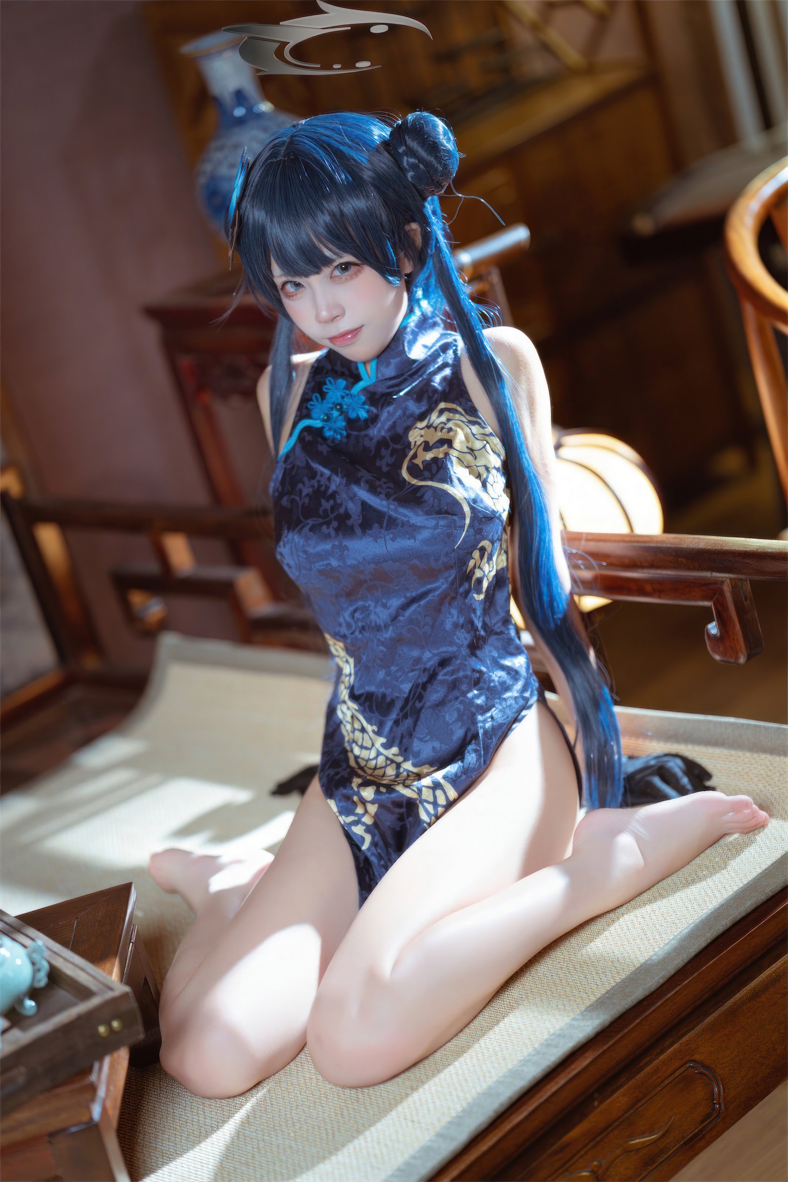 三無人型 COS 二次元：蔚蓝档案龙华妃咲旗袍写真（42P／407M）插图5