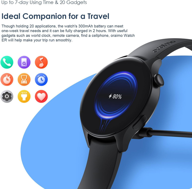 ساعة oraimo watch er osw-42 الذكية - شاشة 1.43 بوصة - مكالمات بلوتوث - تتبع صحي - أسود - 9