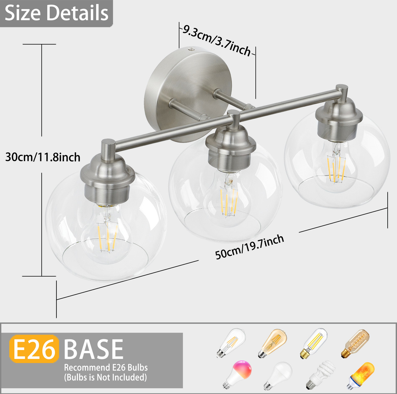 brushed nickel bathroom light with clear glass (15)