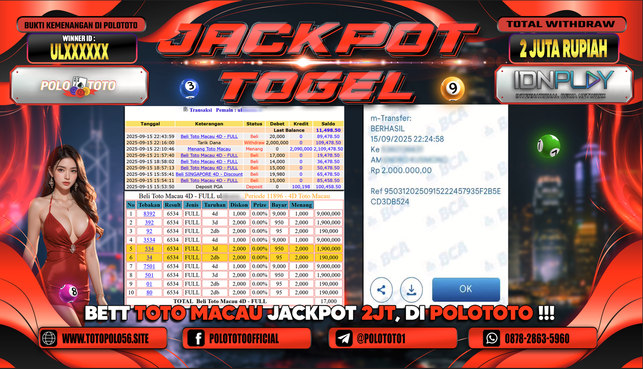 POLOTOTO JACKPOT TOGEL TOTO MACAU Rp.2.000.000,-