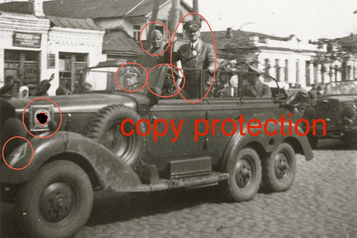 Orig. Foto PKW Mercedes G4 Uman 1941 August Ukraine Mussolini Hitler Rundstedt — копия