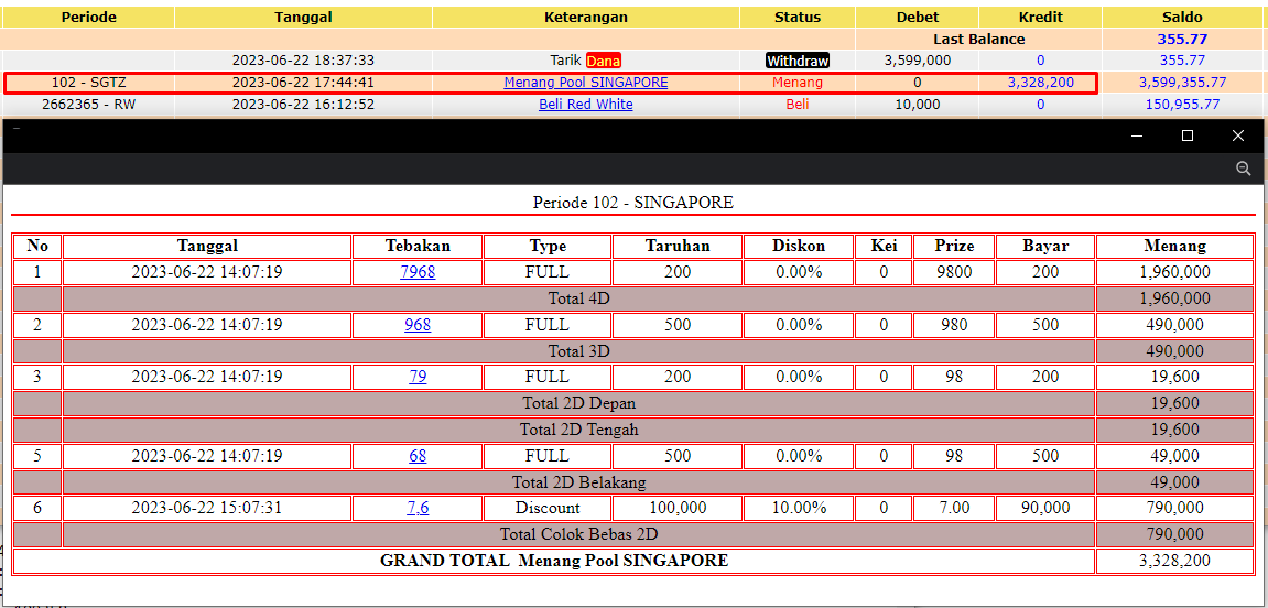 Bukti JP togel hari ini