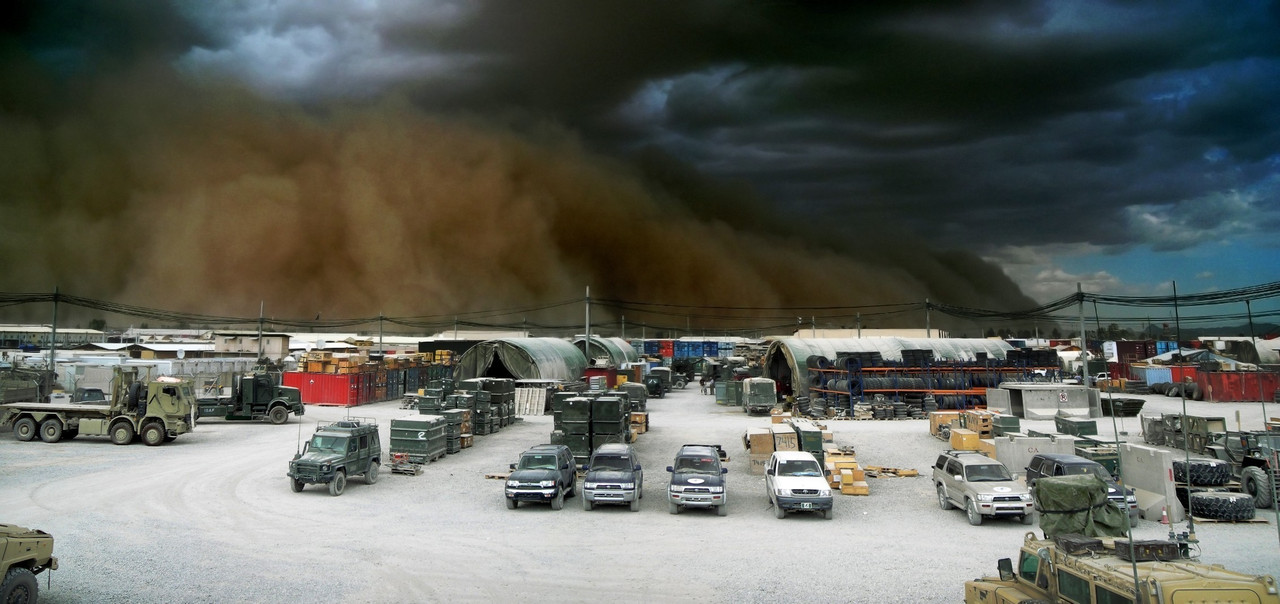 Maint Compound Before Dust Storm - KAF 2Aug08