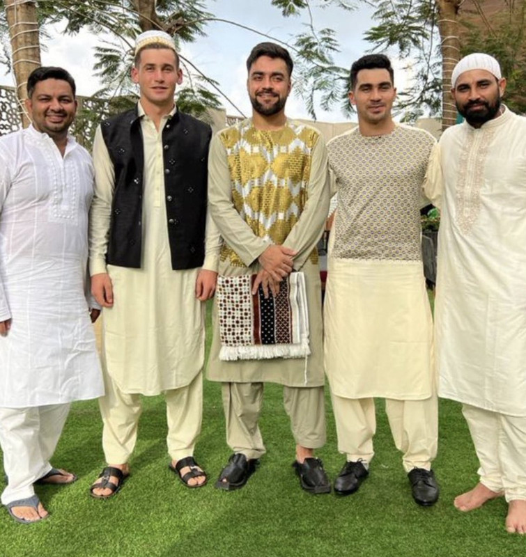 Rashid with teammates in Eid