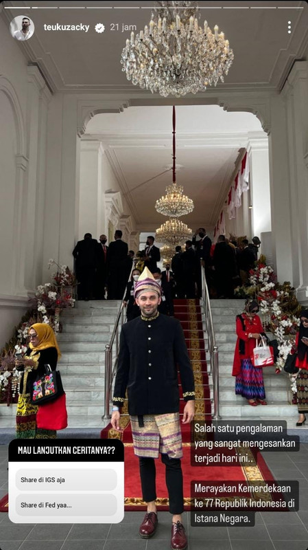 Teuku Zacky saat menjadi tamu undangan pada perayaan HUT RI ke-77 di Istana Merdeka.