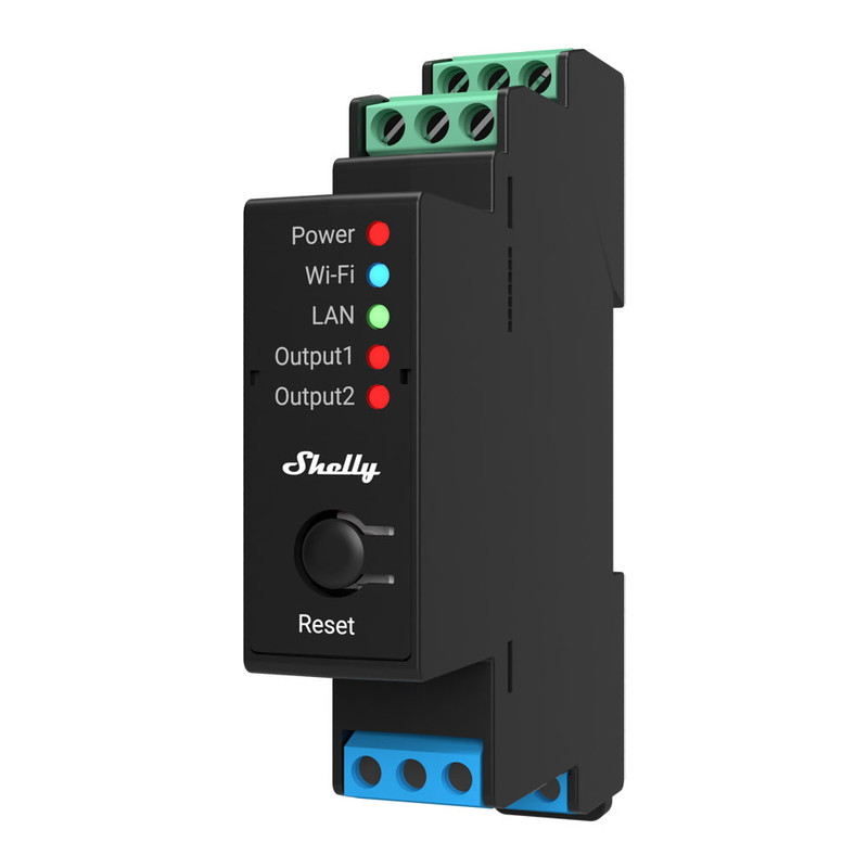Image of SHELLY PRO 2PM rel√® montabile su guida DIN, 2 canali, Wi-Fi, LAN e Bluetooth, controllo tapparelle, controllo consumi