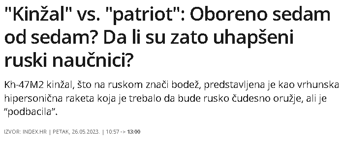  "Kinžal" vs. "Patriot": Oboreno sedam od sedam? Da li su zato uhapšeni ruski naučnici (Srpski b92) 2