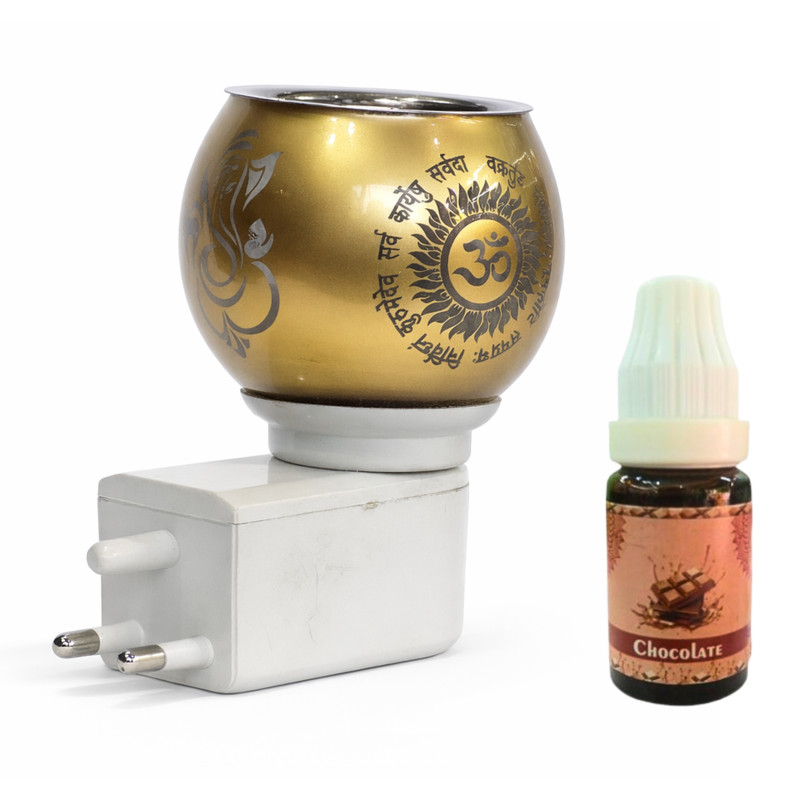 Gold electric kapoordani aroma oil diffuser home decor combo lighting room freshner Chocolate (2)