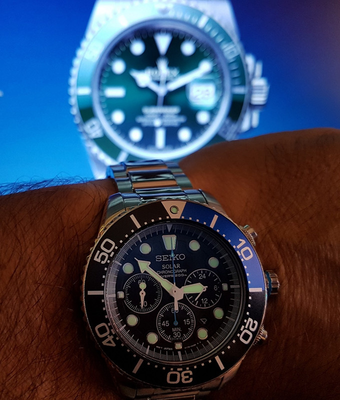 Seiko Solar Daytona Submariner Black  SSC017 200M  (3)