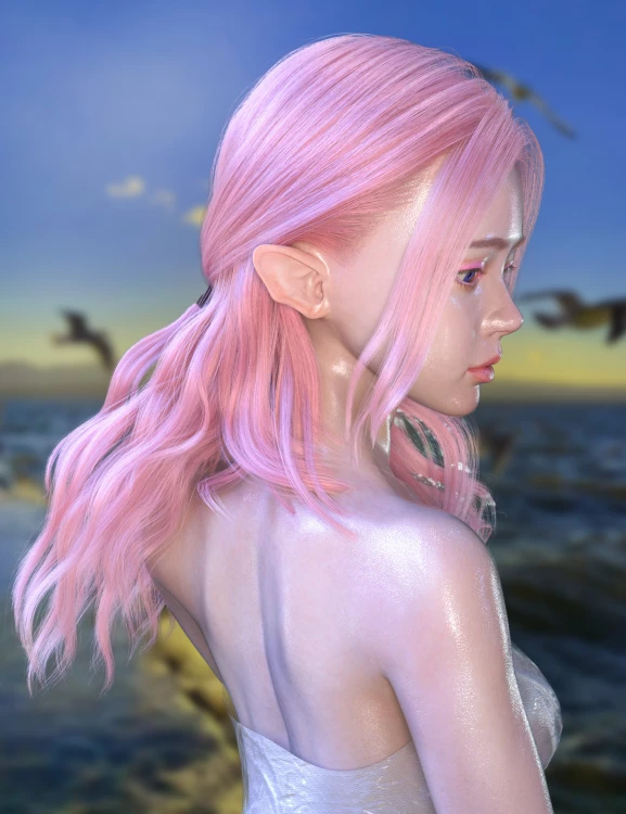 dForce Strand-Based FE Choppy Long Hair for Genesis 9