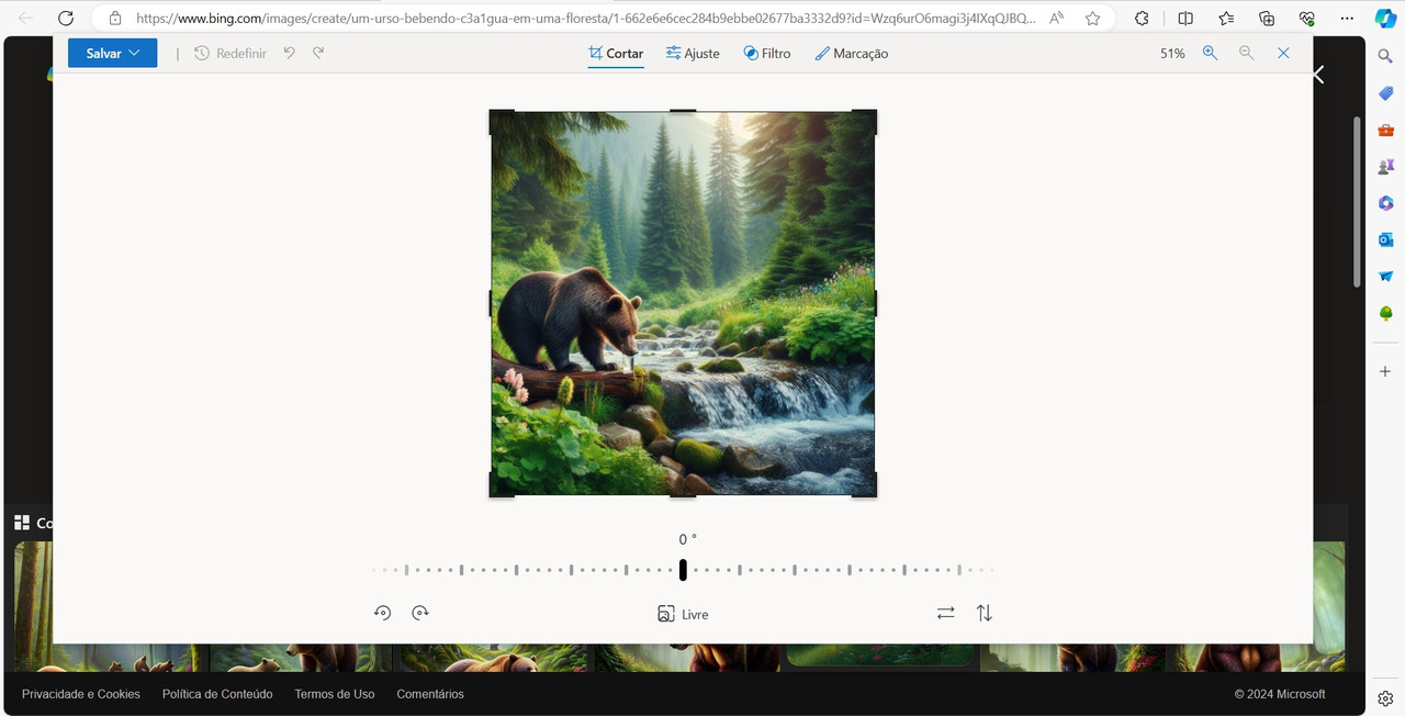 Editando imagem no Microsoft Edge. Imagem: reprodução.