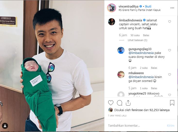Komentar Limbad untuk kelahiran putri kapten Vincent Raditya jadi sorotan