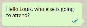 Image of sent message with the following text: Hello Louis, who else is going to attend?