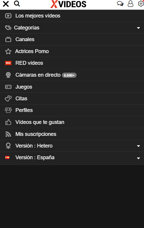 xvideos interfaz principal
