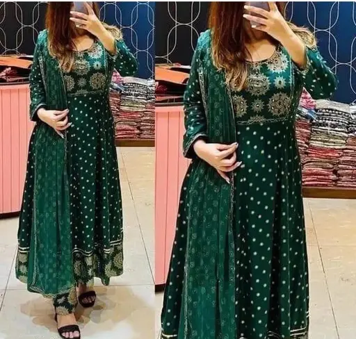 Anarkali Dupatta Set" Women's Printed "Anarkali Kurti" & Pant Dupatta Set Color 4 (R110)