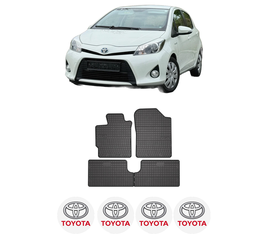 Set covorase presuri TOYOTA YARIS (_P15_) din 2013-2016, auto, din cauciuc thermoplastic, 4 Stickere auto cu TOYOTA