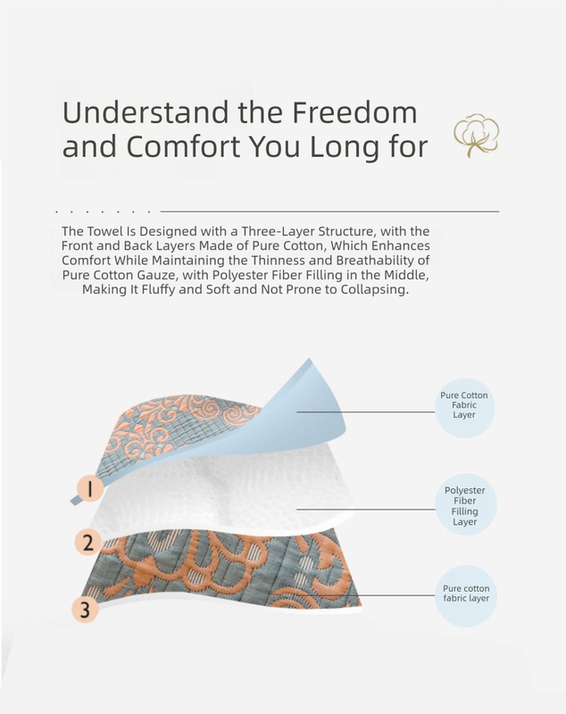 Grey and Orange Cotton Three-Layer Gauze Bed Cover Set - Reversible Vintage Printed Blanket with Two Pillowcases for Year-Round Use(150*200cm)