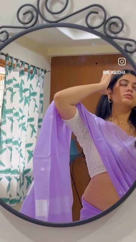 Beautiful Ksudha Sexy Wide Big Deep Navel in Violet Saree.mp4_snapshot_00.06.631