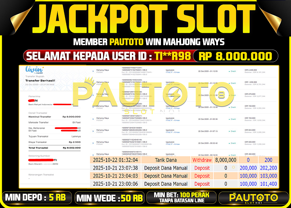BUKTI JACKPOT LUNAS PAUTOTO