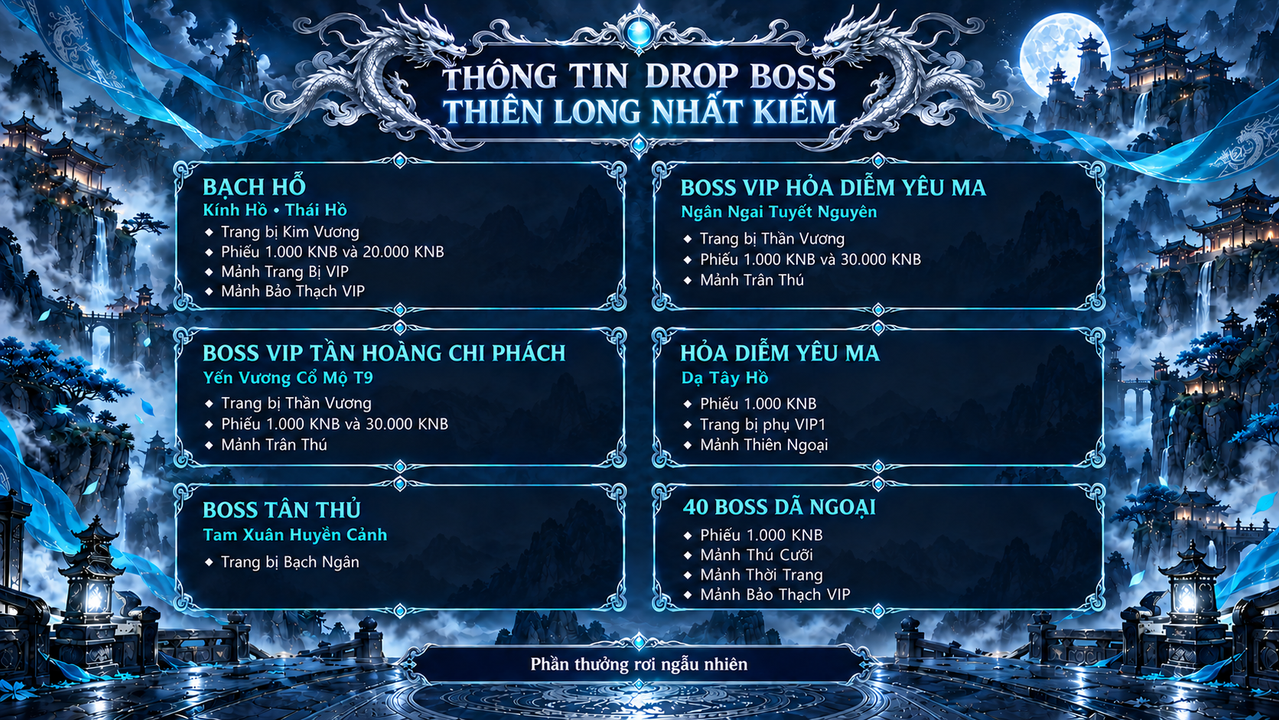 THIÊN LONG NHẤT KIẾM - CHUYỂN SINH 2 TỶ HP - OPEN 19H 10THÁNG10 - HỖ TRỢ TÂN THỦ 30M POINT