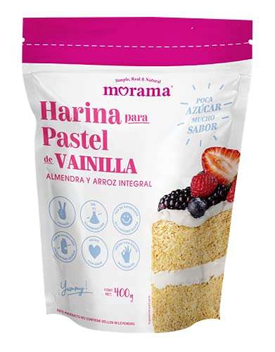 Amazon: Harina para Pastel Sabor Vainilla Hecha con Harina de Almendra y Arroz Integral, Sin Conservadores y Vegano, 400 Gramos 
