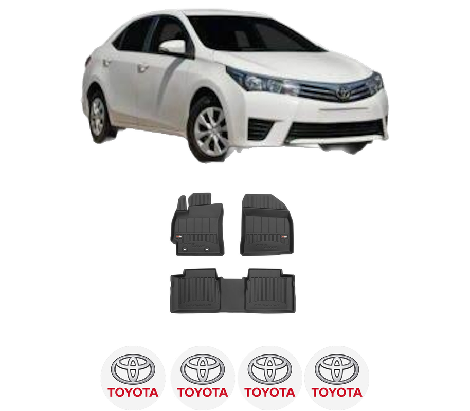 Set covorase presuri TOYOTA COROLLA Saloon (_E18_, ZRE1_) din 2013-2019, auto, din cauciuc thermoplastic, 4 Stickere auto cu TOYOTA