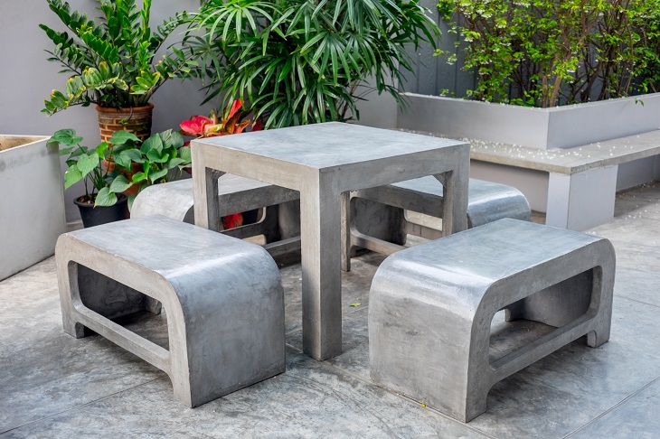 concrete outdoor dining table