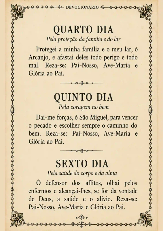 Página da novena a São Miguel Arcanjo