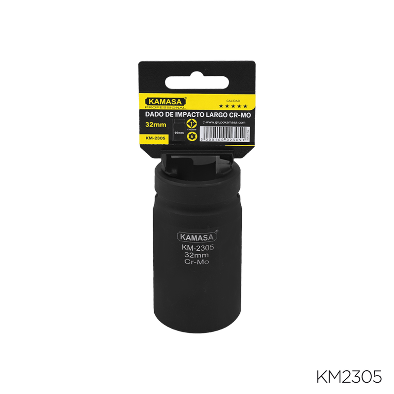 DADO DE IMPACTO LARGO CRMO "KAMASA" - 1"DR.X 32MM
