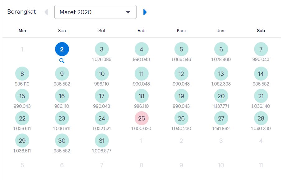 Daftar harga tiket pesawat Jakarta - Labuan Bajo bulan Maret 2020.