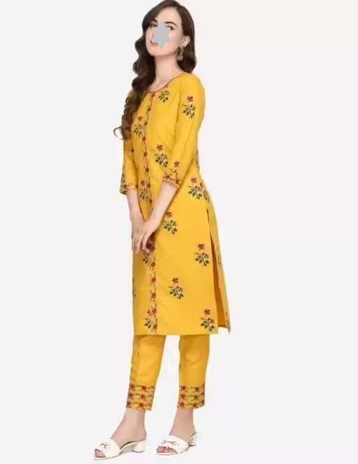 pants kurti kurti pants kurti yellow kurti pant set naira anarkali suit cottan anarkali suit naira kurta set kurti naira cut Color 3 (KS132)