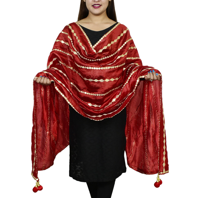 thumbnail 57  - Women&#039;s Dupatta Gota Patti Traditional Wrap Chunni Shawl Scarf Hijab For Wedding